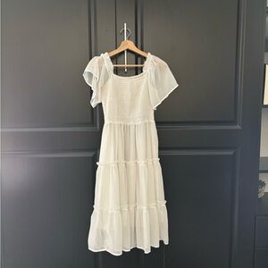 Chic White Tiered Midi Dress